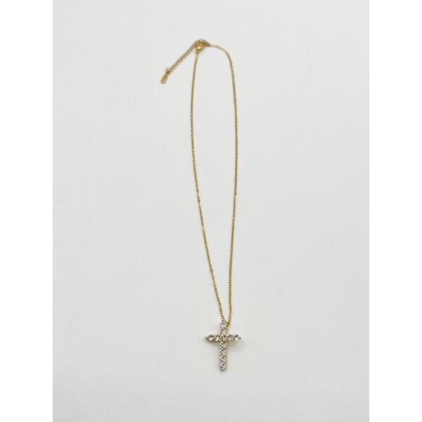 SVNX diamante cross necklace gold gift box - British product