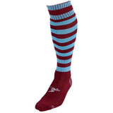 Precision Adult Pro Hooped Football Socks (7-12) GOODS Superdrug Maroon/Sky Blue  