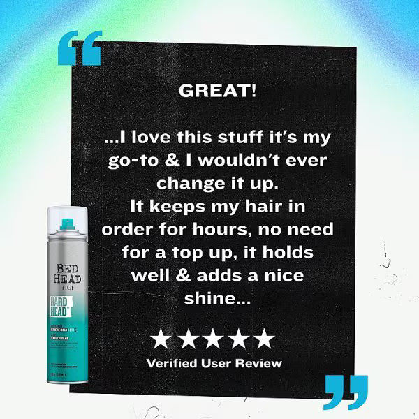 TIGI Hard Head Hairspray Strong Hold 385ml (British brand)