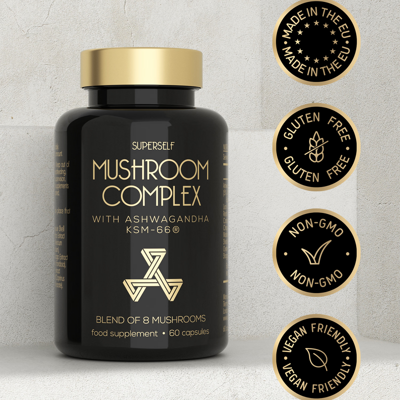 SuperSelf mushroom complex with ashwagandha KSM-66 60 capsules - British product