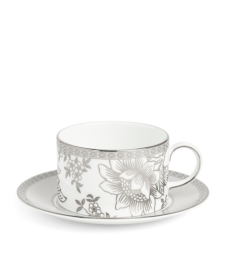 Wedgwood Silver Tonquin teacup and saucer (British brand)