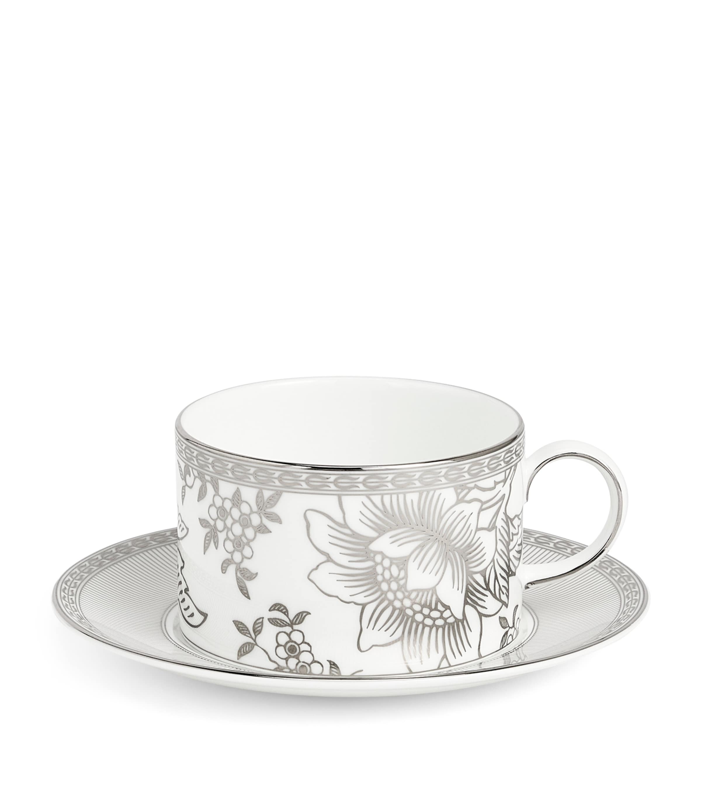 Wedgwood Silver Tonquin teacup and saucer (British brand)