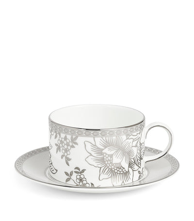 Harrods Wedgwood Silver Tonquin Bone China Teacup and Saucer- Buy online at McGrocer