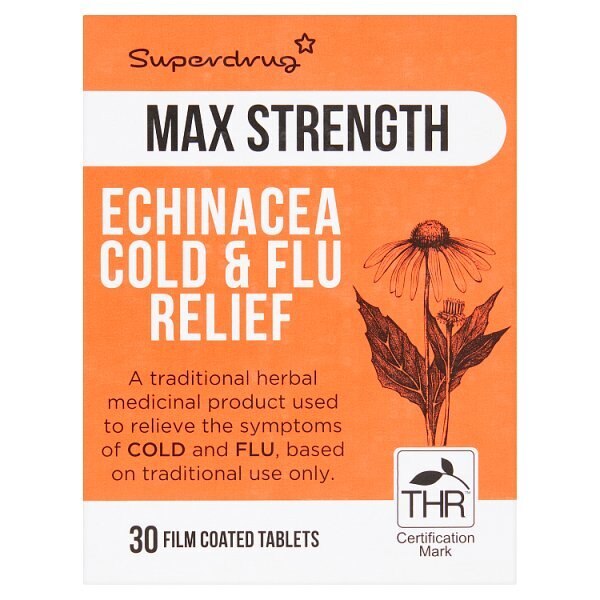 Superdrug Max Echinacea Cold & Flu Relief Tablets X 30