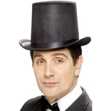 Smiffys stovepipe topper hat in black felt, UK version