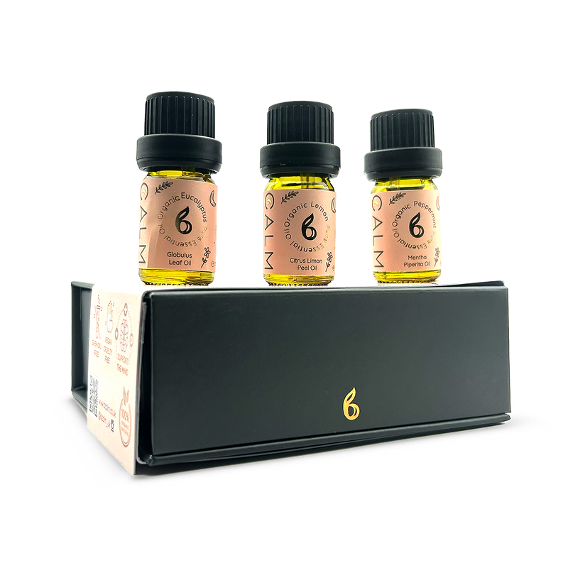 Live Calm essential oil set eucalyptus lemon peppermint 5ml x3, imported from the UK