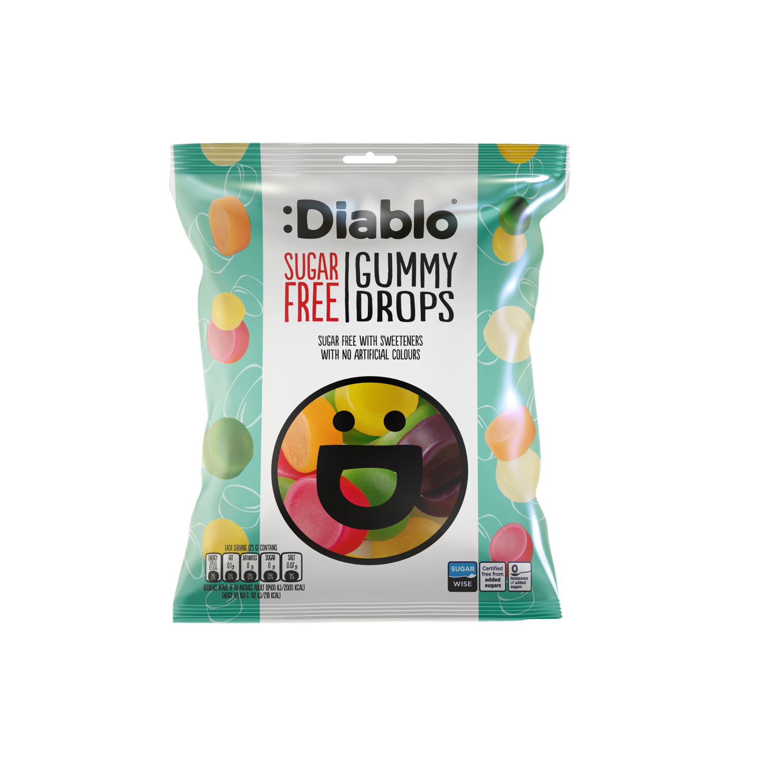 Diablo sugar free gummy drops 75g pack of 16 (British brand)