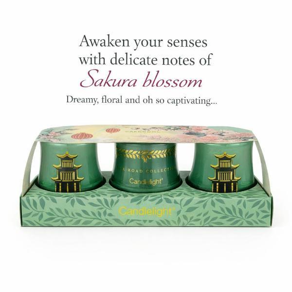 Candlelight Chengdu mini candle set emerald glass, UK version
