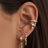 MUCHV ear cuff earrings with cubic zirconia stones 1cm, imported from the UK