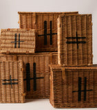 Harrods medium wicker basket with leather straps, UK version