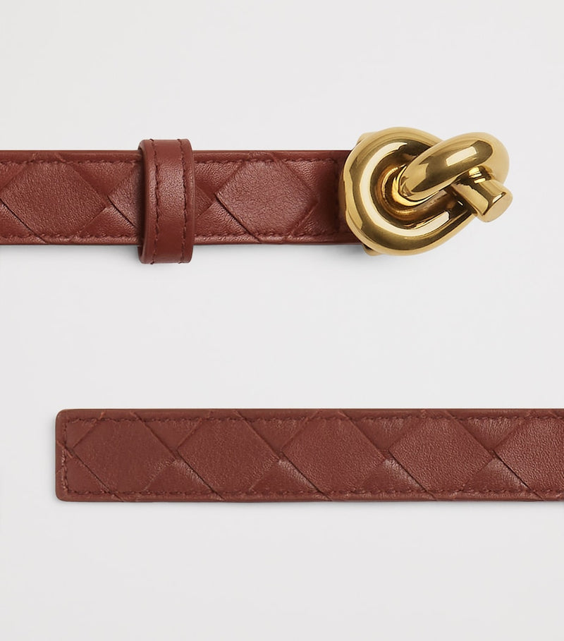 Bottega Veneta leather knot belt with Intrecciato weave (British brand)