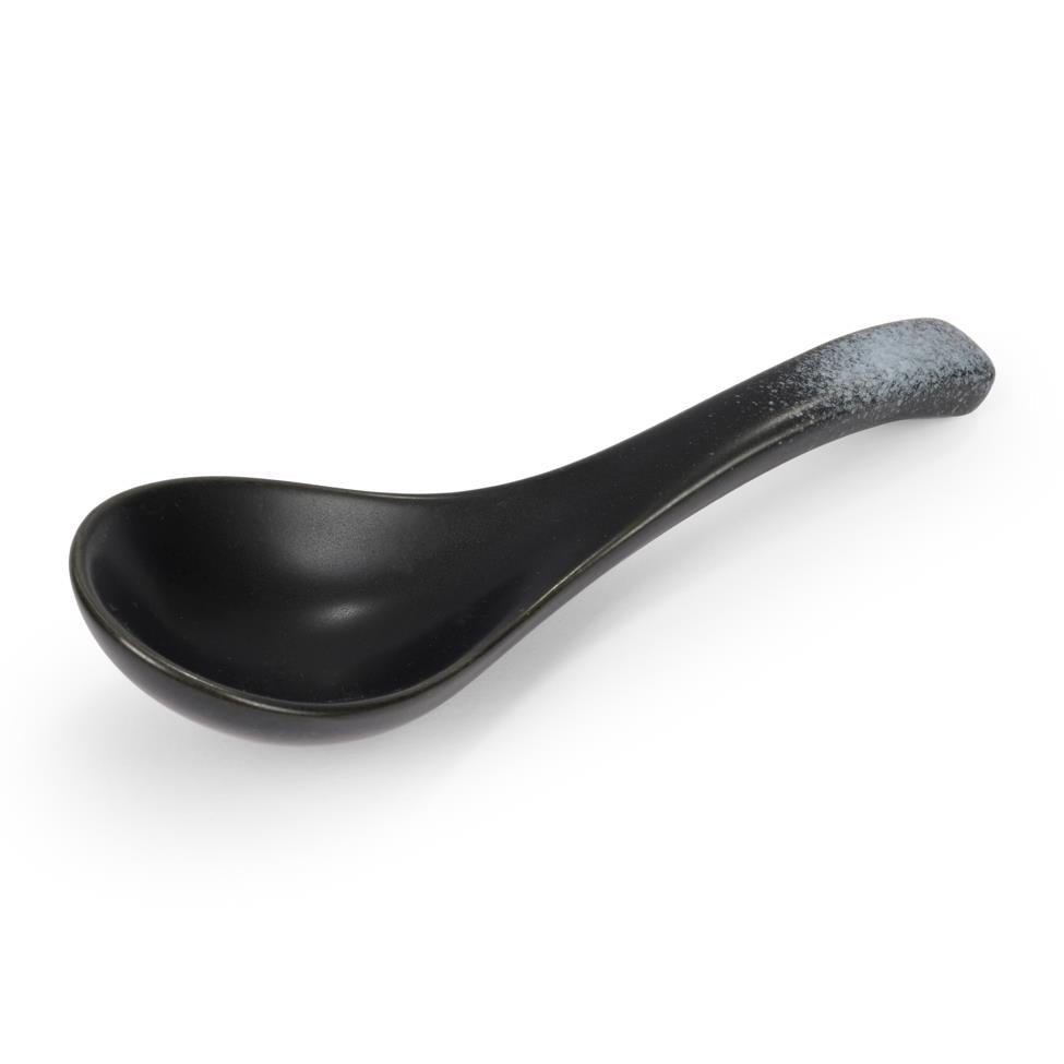 Japanese matte black ceramic soup spoon, UK version