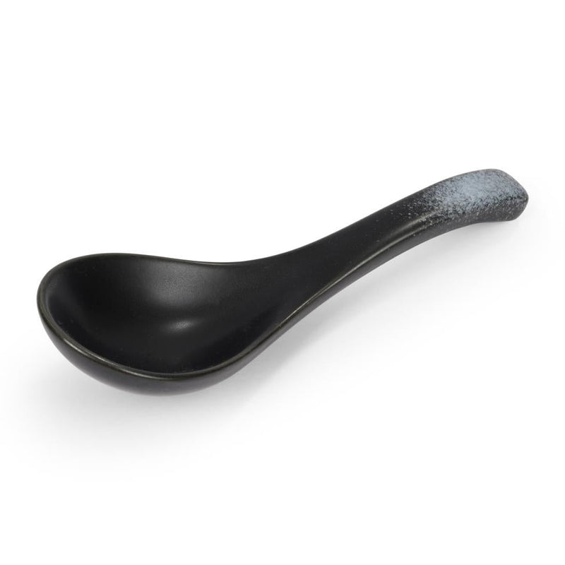 Japanese matte black ceramic soup spoon, UK version