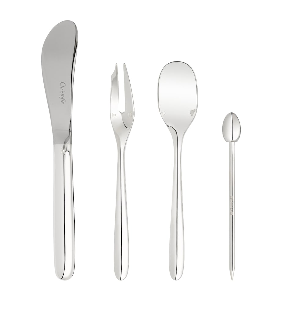 Christofle party cutlery case with stainless steel and walnut wood - British product