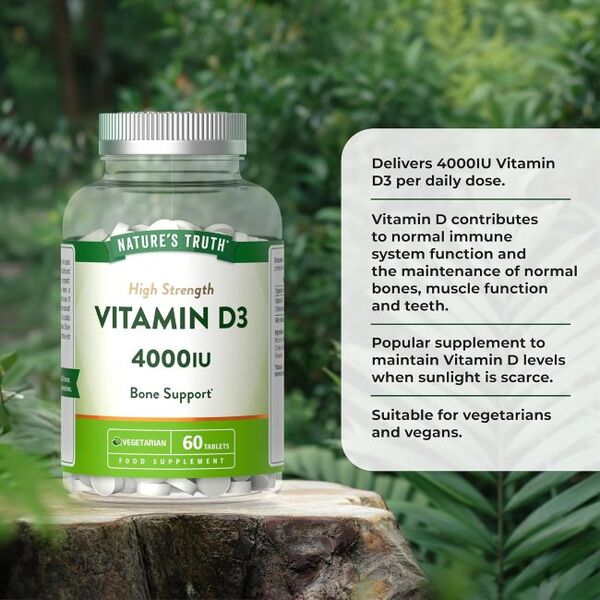 Nature's Truth Vitamin D3 4000IU 60 tablets, imported from the UK