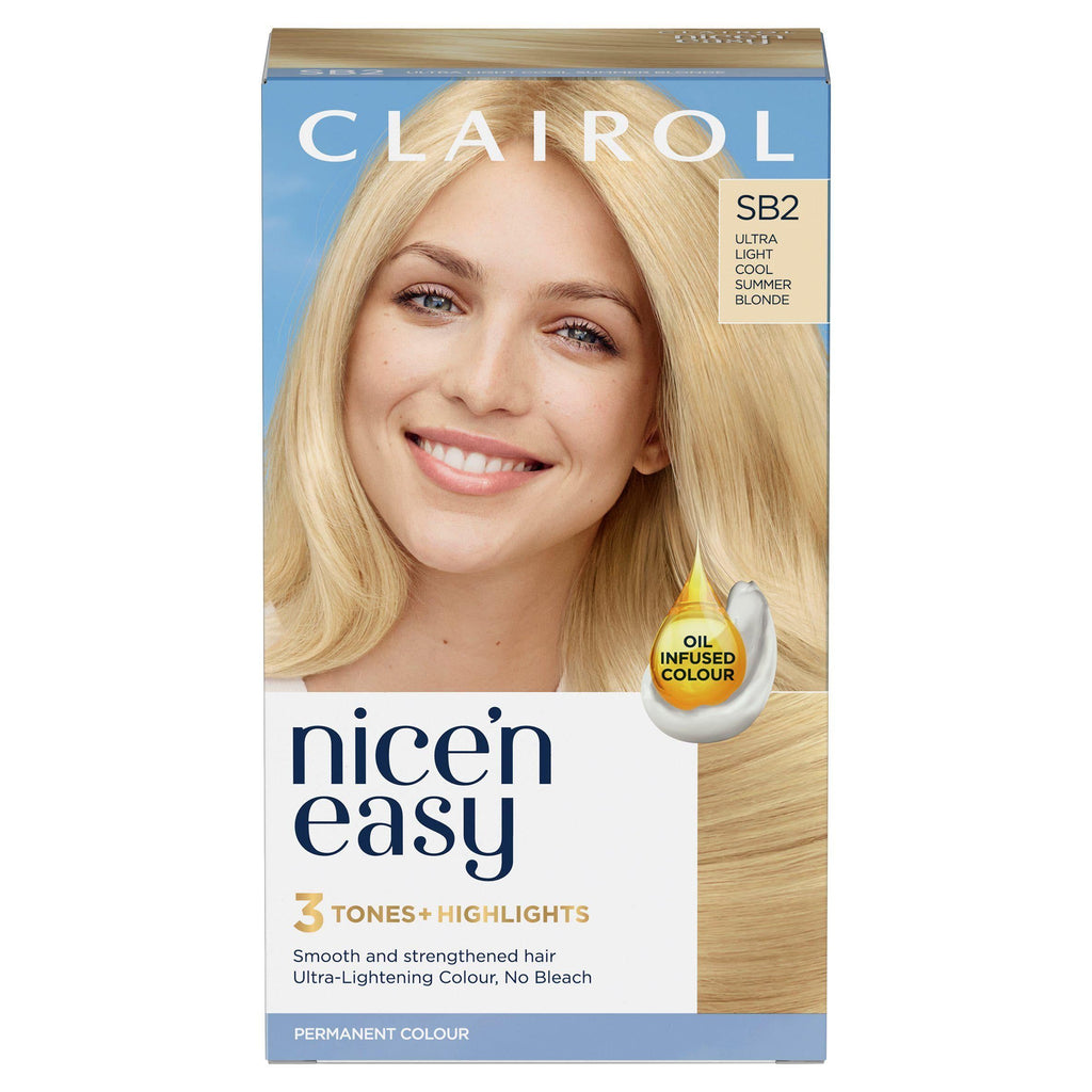 Clairol Nice'n Easy Crème Natural Looking Oil-Infused Hair Dye Ultra Light Natural Beach Blonde SB2