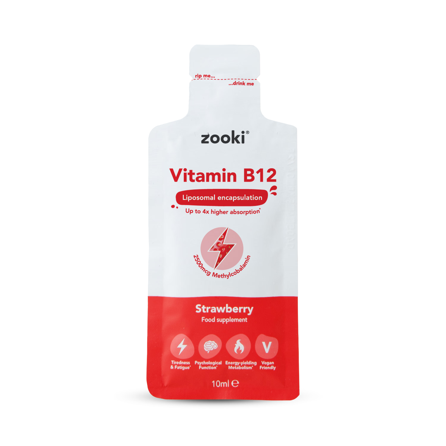 Zooki liposomal vitamin B12 strawberry sachets 14 pack - British product