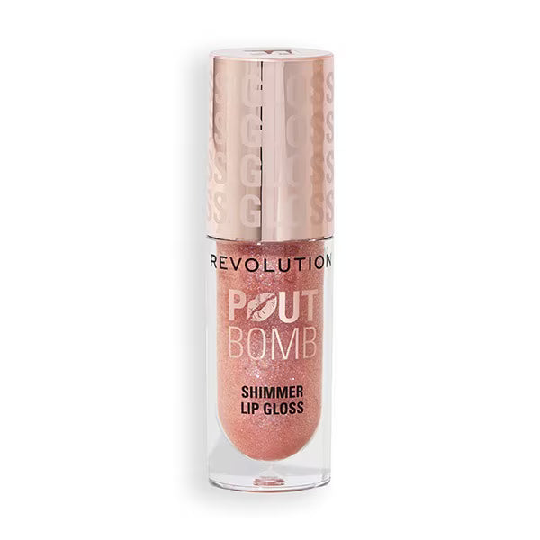 Revolution Pout Bomb Shimmer Nude lip gloss, imported from the UK