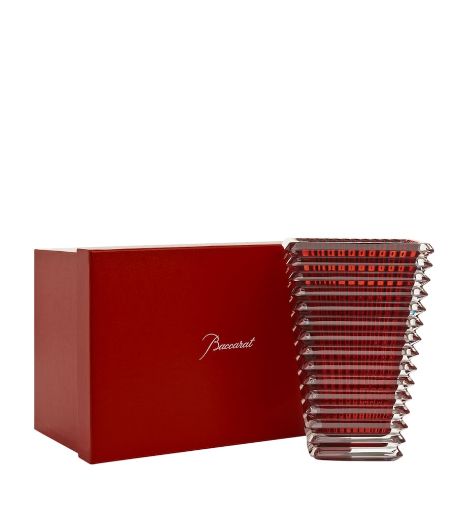 Baccarat rectangular red crystal vase 20cm - British product