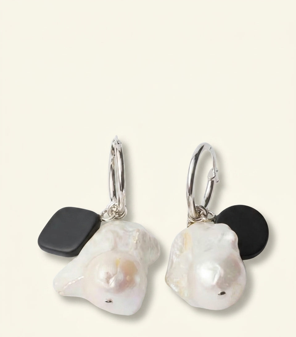 Prada Enamel and Pearl Triangle Hoop Earrings 5cm, UK version