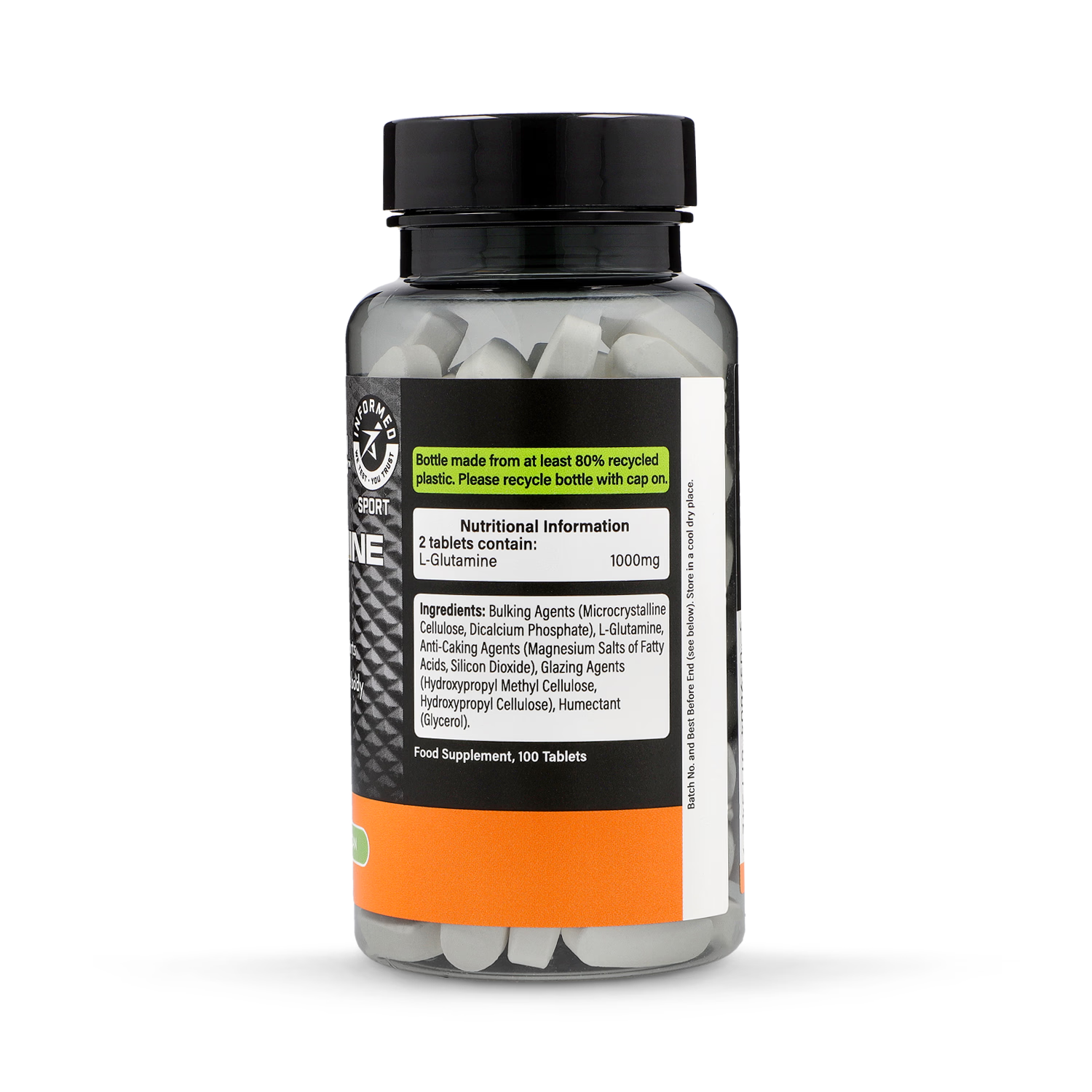 L-Glutamine amino acid supplement tablets 500mg 100 count, imported from the UK