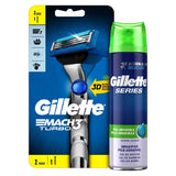 Gillette Mach3 Turbo 3D Razor & Sensitive Shaving Gel Bundle Men's Toiletries Boots   