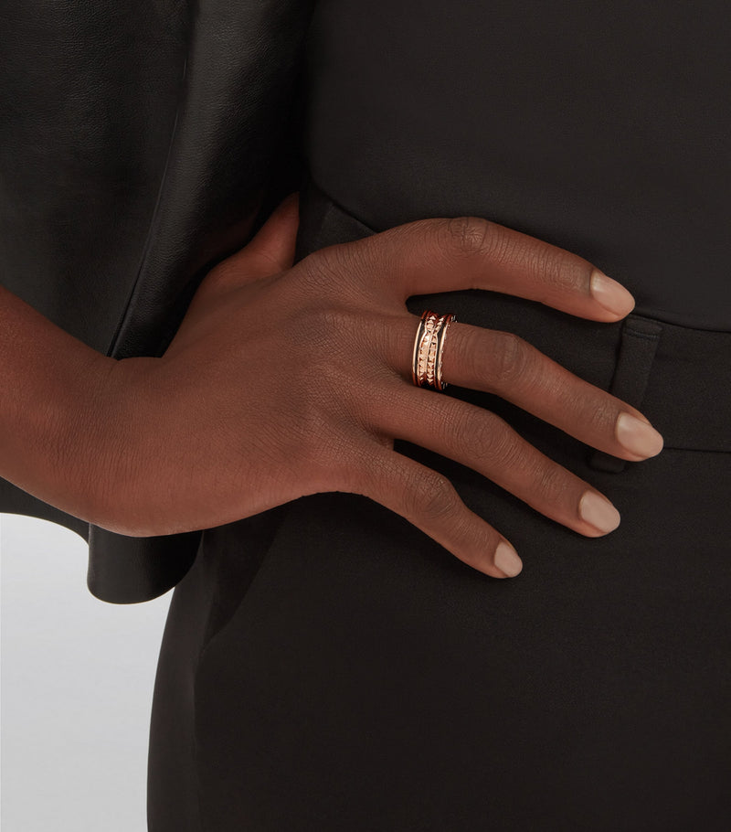 Bvlgari B.zero1 Rock two-band ring rose gold ceramic (British brand)