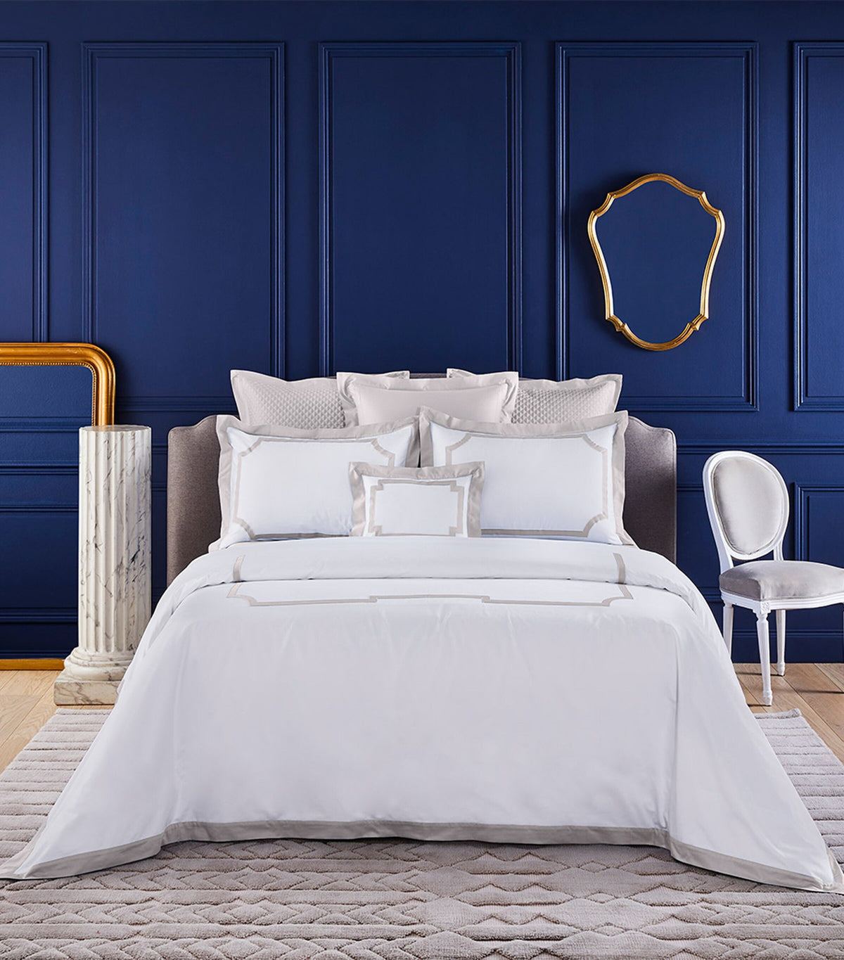 Yves Delorme Couture Haussmann Brume King Oxford pillowcase 50cm x 90cm (British brand)
