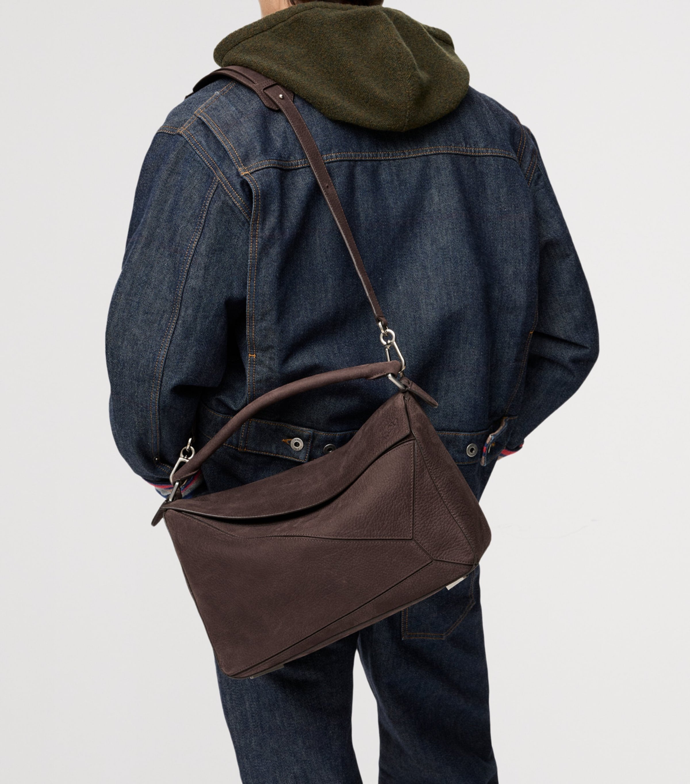 LOEWE large suede puzzle top-handle bag, UK version