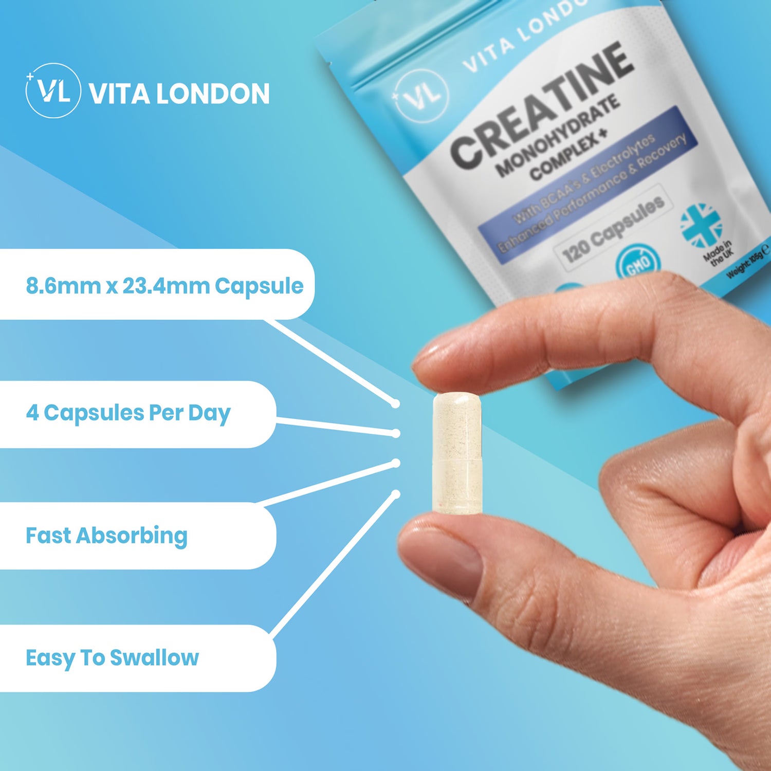 Creatine Monohydrate Complex BCAA capsules 120, UK version