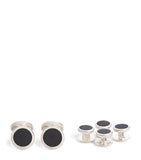 Deakin & Francis sterling silver onyx round cufflinks (British brand)