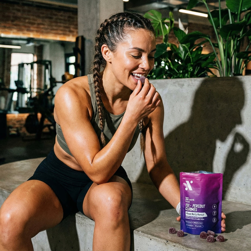 Ten Percent Club pre workout gummies mixed berry 60 count, UK version