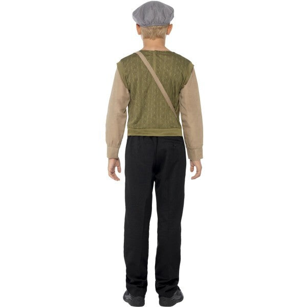 Smiffys evacuee boy costume kit with jumper and hat (British brand)