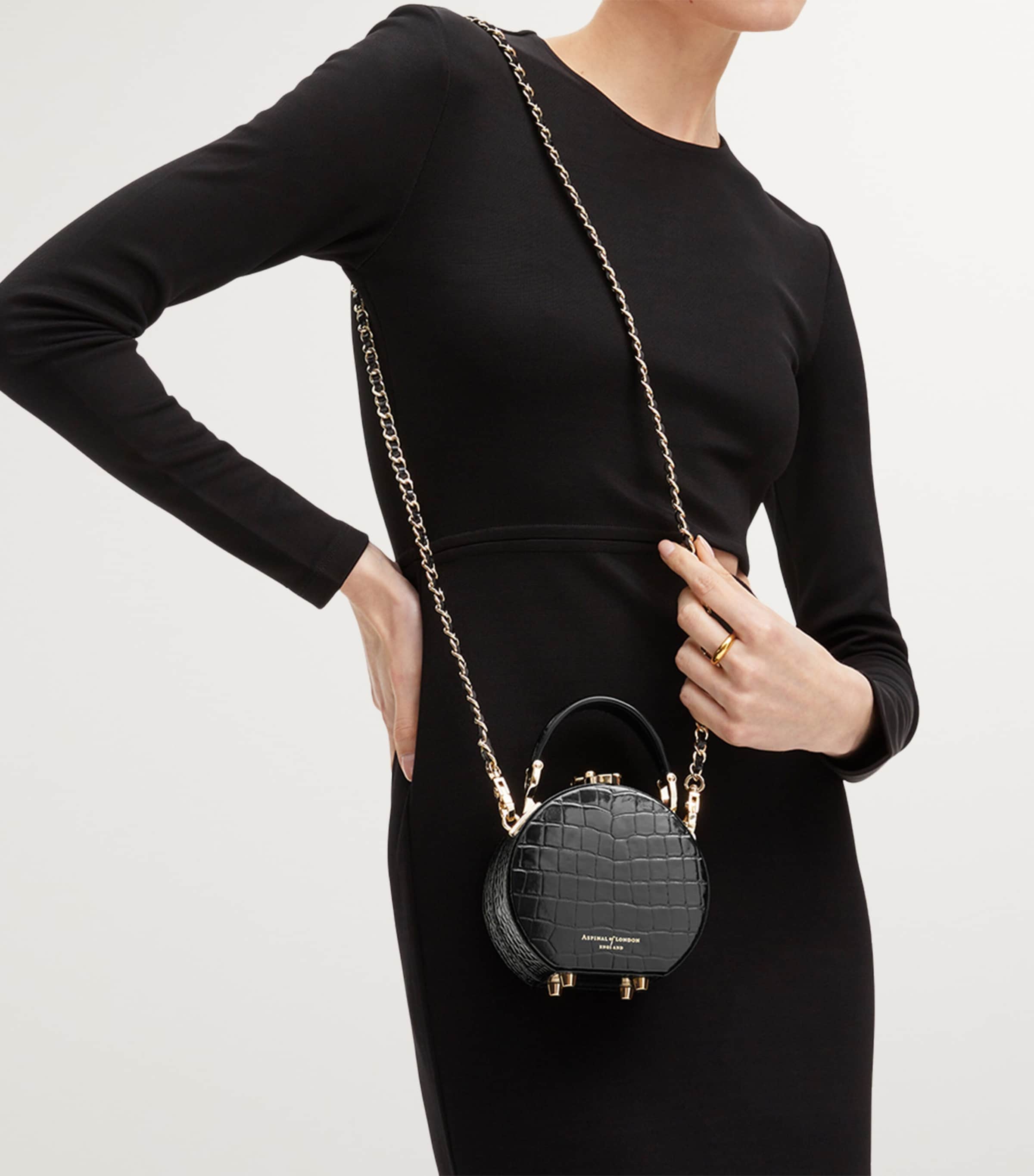 Aspinal of London micro hat box bag, UK version