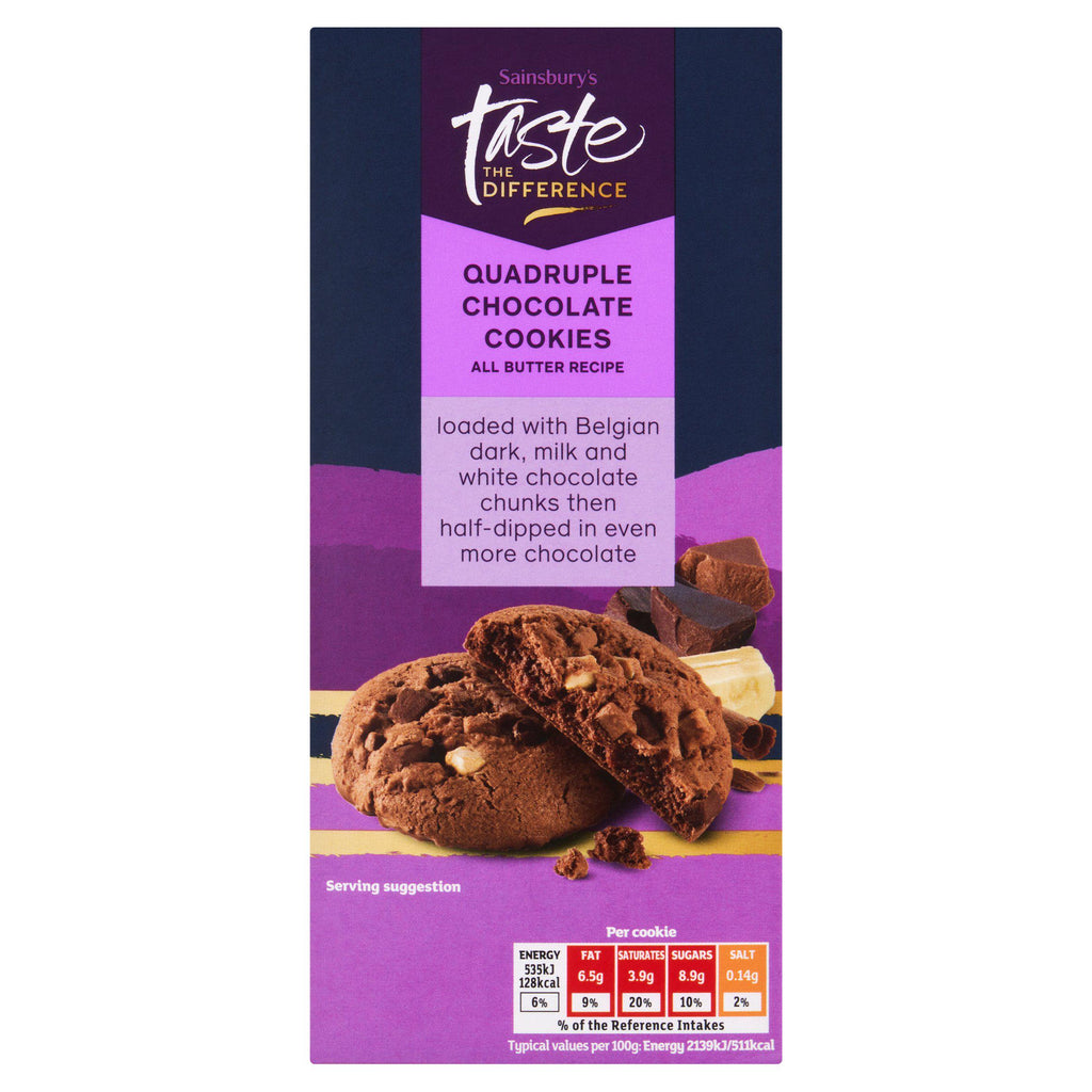 Sainsbury's Quadruple Chocolate Cookies, Taste the Difference 200g