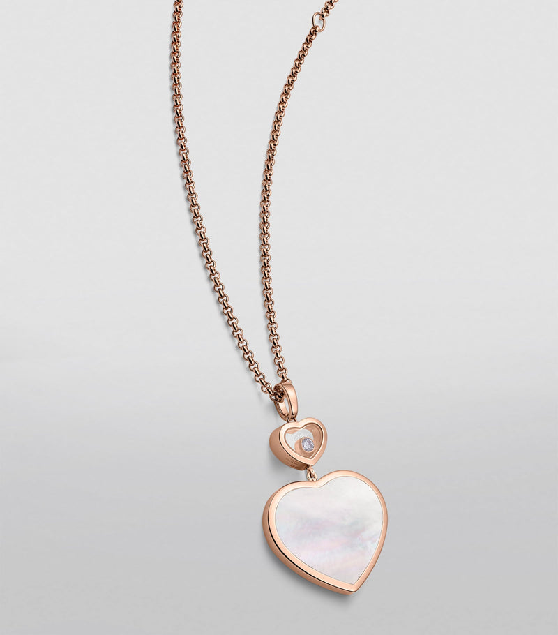 Chopard Happy Hearts pendant necklace rose gold mother-of-pearl diamond, imported from the UK