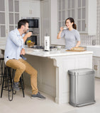 Simplehuman rectangular brushed steel pedal bin 55L - British product