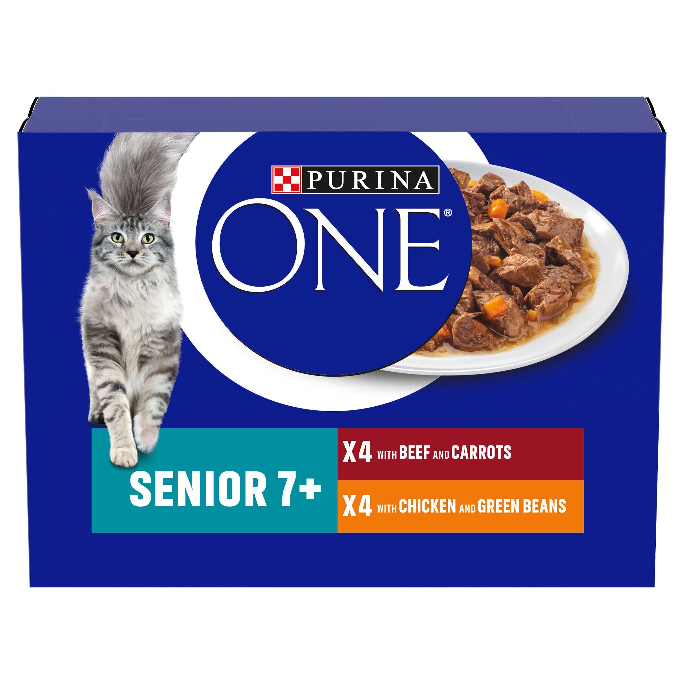 Purina One Senior 7+ Cat Food Chicken And Beef 8x85g Advanced nutrition cat food Sainsburys   