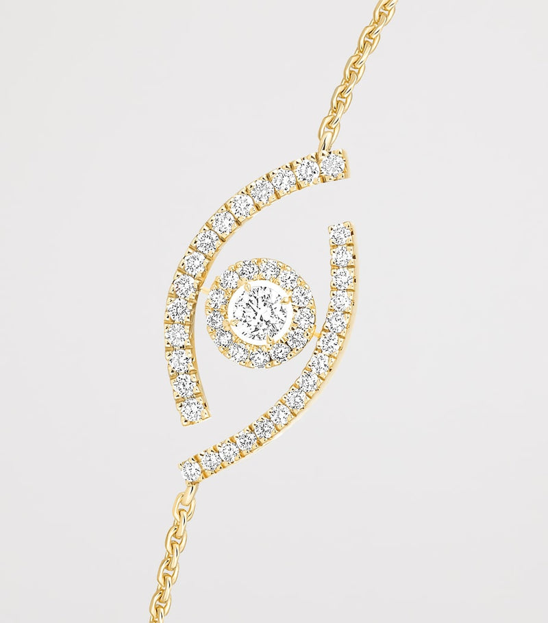 Messika Lucky Eye yellow gold diamond bracelet 0.21ct 18cm, UK version