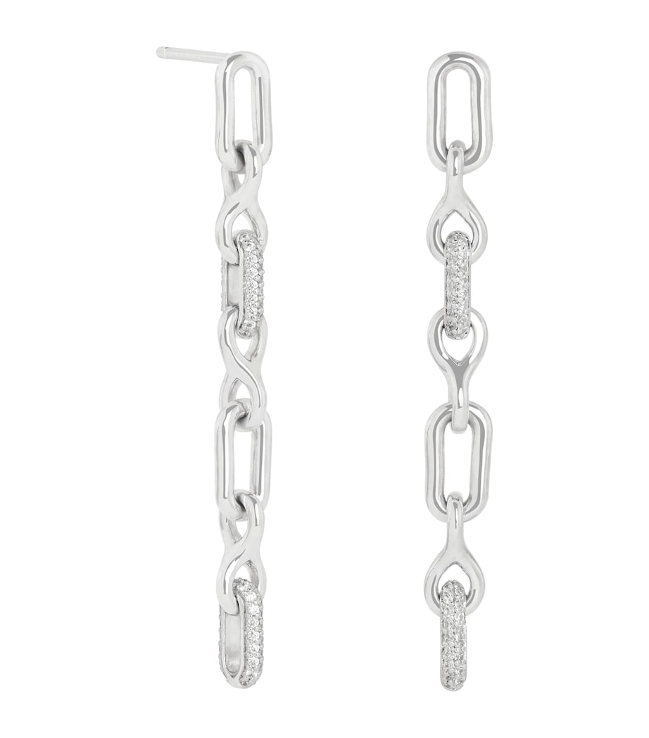 Astrid & Miyu rhodium-plated drop earrings with cubic zirconia stones (British brand)