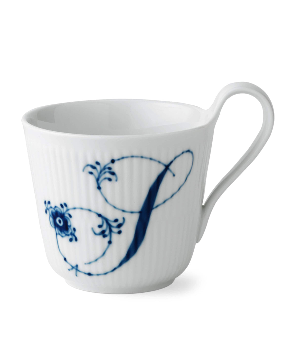 Royal Copenhagen Fluted Alphabet porcelain mug, imported from the UK