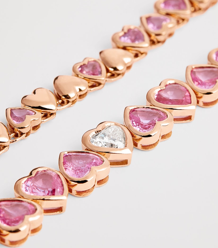 SHAY rose gold heart tennis necklace pink sapphires diamond (British brand)