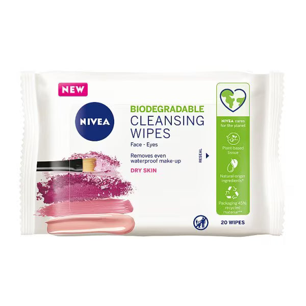 Nivea cleansing wipes dry skin 20s, imported from the UK