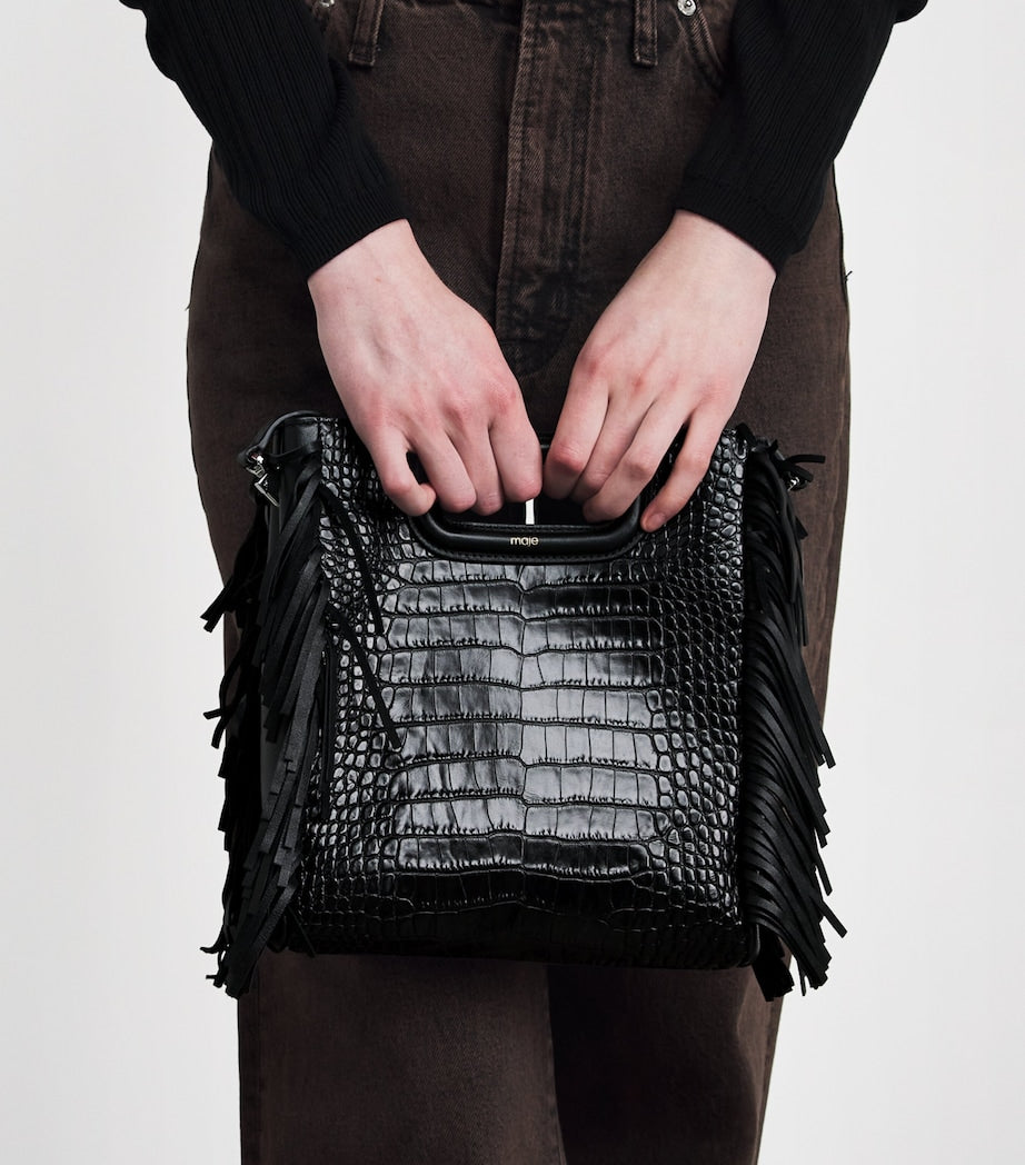 Maje M cross-body bag leather fringed trim UK version