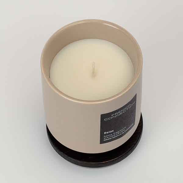 French Connection Stone Collection warm vanilla cashmere candle 238g - British product