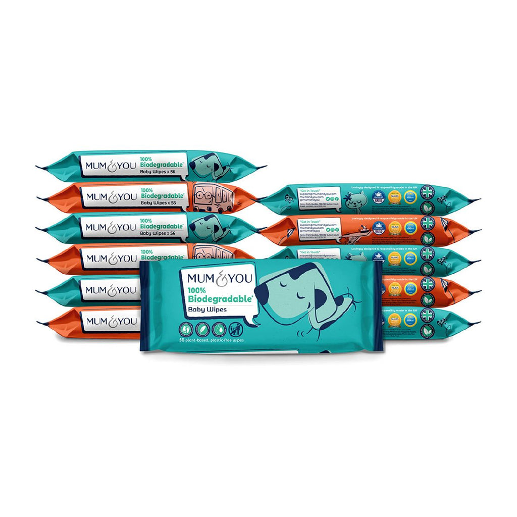 Mum & You 100% Biodegradable Plastic Free Wipes 12x 56 Pack