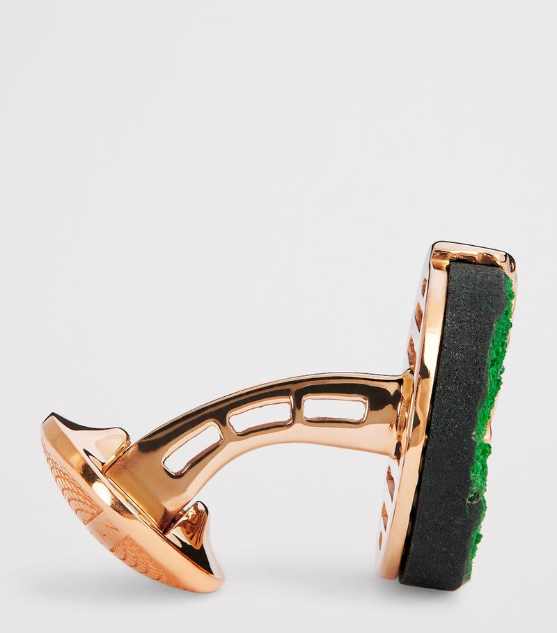Tateossian rose gold and green garnet cufflinks - British product