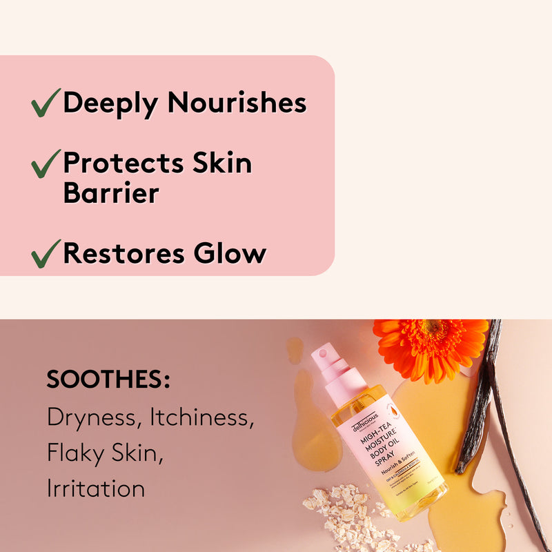 Delhicious Migh-Tea moisture barrier repair body oil (British brand)