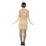 Smiffys Flapper Costume, Gold, with Short Dress