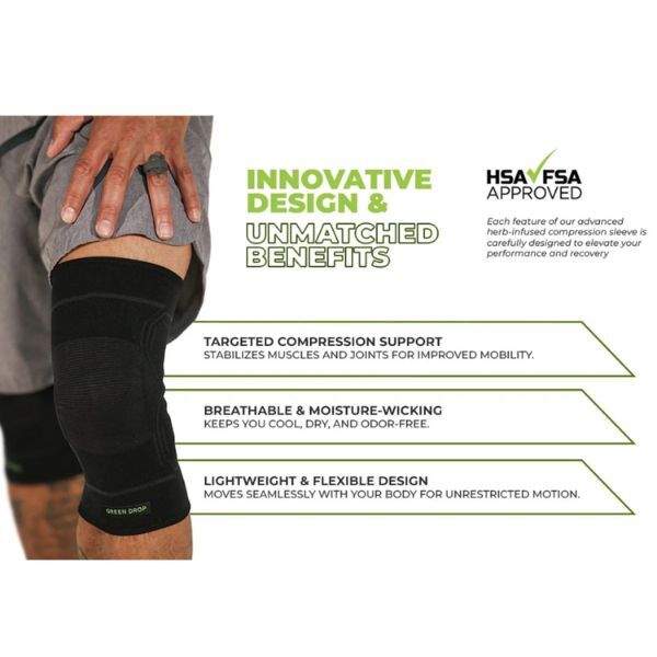 Greendrop infused compression knee sleeve L-XL - British product